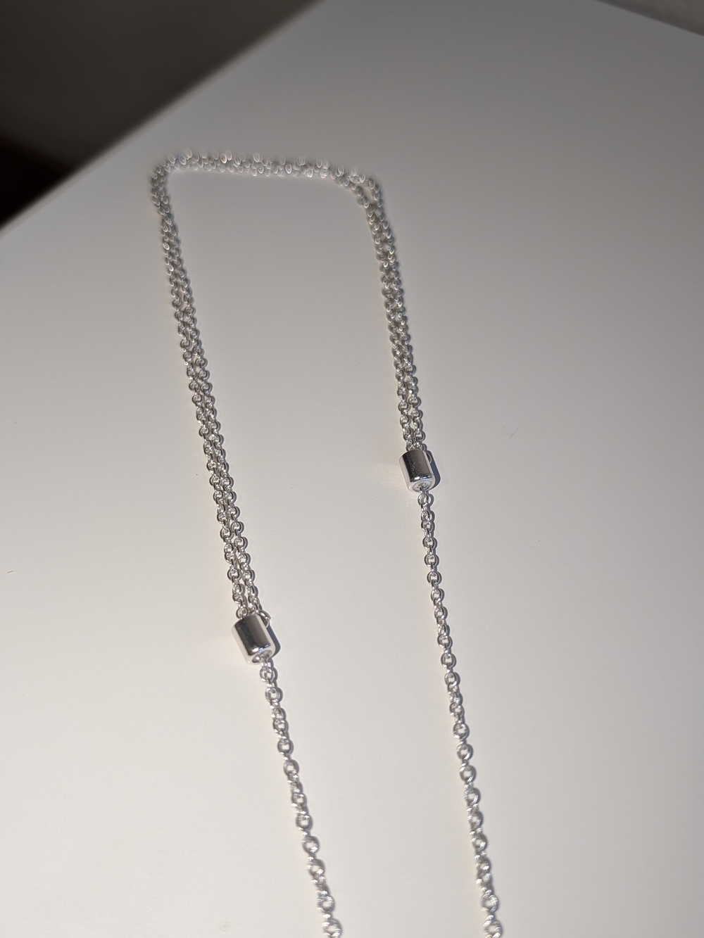 Sterling Silver Adjustable Station Chain Necklace